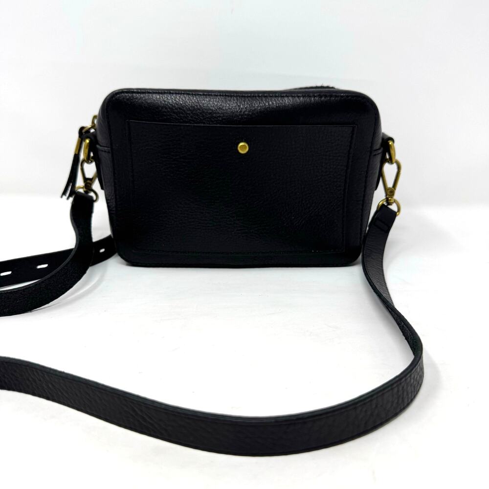 Madewell Black Leather Crossbody with Brass Hardware
